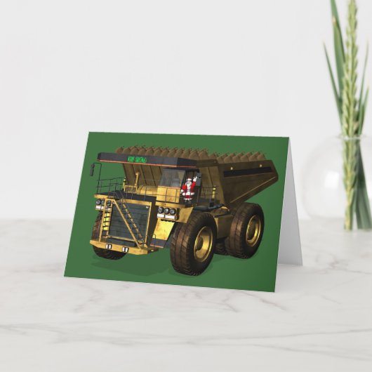 Santa Claus Giant Dump Truck Driver Feestdagen Kaart (Voorkant)