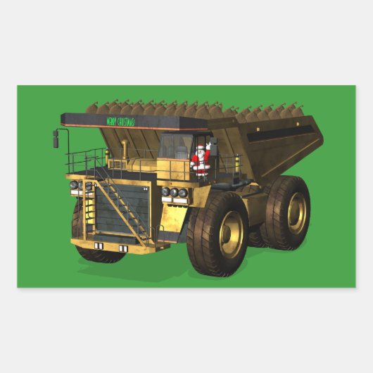 Santa Claus Giant Dump Truck Driver Rechthoekige Sticker (Voorkant)