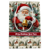  Santa Claus Gift Bag Aangepaste naam Monogram Medium Cadeauzakje (Voorkant)