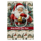  Santa Claus Gift Bag Aangepaste naam Monogram Medium Cadeauzakje (Achterkant)
