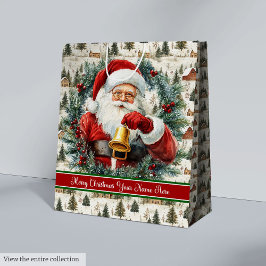  Santa Claus Gift Bag Aangepaste naam Monogram Medium Cadeauzakje