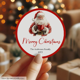 Santa Claus Gift Tag Label for Wrapping Paper