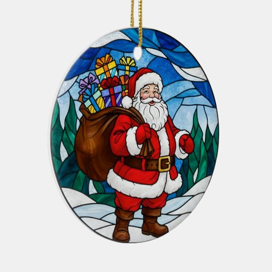 Santa Claus Gifts Pine Trees Christmas Ornament (Rechts)