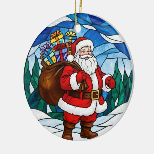 Santa Claus Gifts Pine Trees Christmas Ornament (Links)