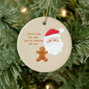 Santa Claus & Gingerbread Boy Custom Keramisch Ornament