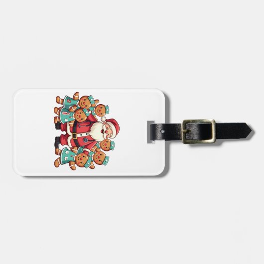 Santa Claus Gingerbread Nursing Squad Bagagelabel (Voorkant horizontaal)