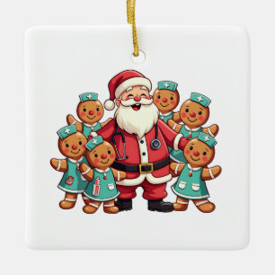 Santa Claus Gingerbread Nursing Squad Keramisch Ornament