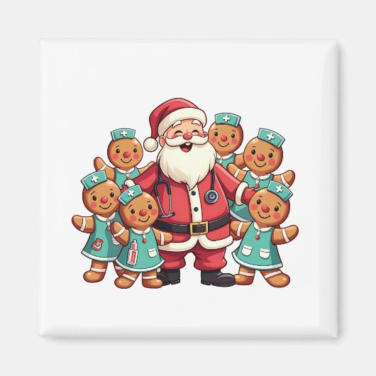 Santa Claus Gingerbread Nursing Squad Magneet (Voorkant)