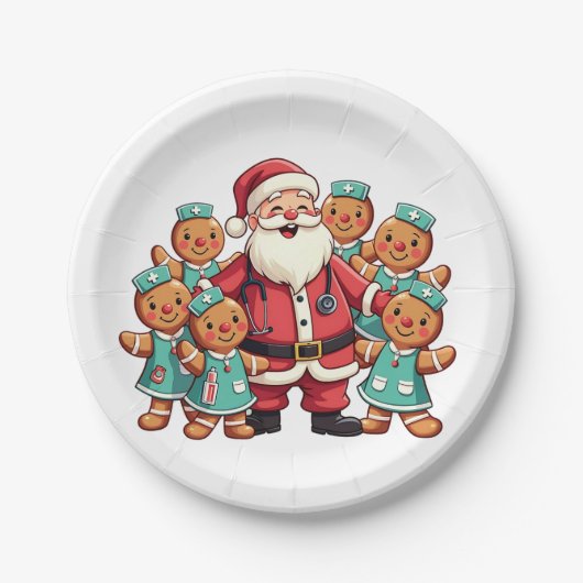 Santa Claus Gingerbread Nursing Squad Papieren Bordje (Voorkant)