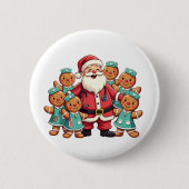 Santa Claus Gingerbread Nursing Squad Ronde Button 5,7 Cm (Voorkant)