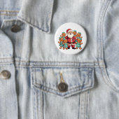 Santa Claus Gingerbread Nursing Squad Ronde Button 5,7 Cm (In situ)