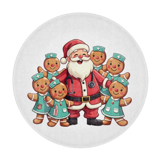Santa Claus Gingerbread Nursing Squad Snijplank (Voorkant)
