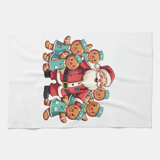 Santa Claus Gingerbread Nursing Squad Theedoek (Horizontaal)