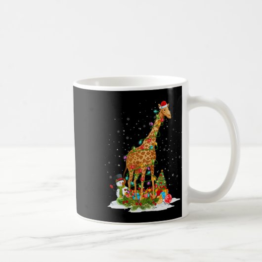 Santa Claus Giraffe kerstboom licht vrolijk kerstf Koffiemok (Rechts)