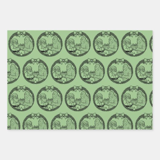 Santa Claus Giving Gift to Bigfoot Inpakpapier Vel (Voorkant 3)