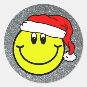 Santa Claus glimlacht naar Emoji Round Sticker