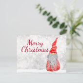 Santa Claus Gnome op Snowy Field Briefkaart (Staand voorkant)