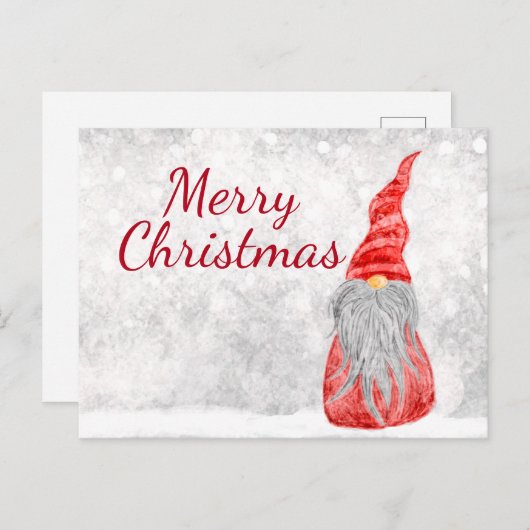 Santa Claus Gnome op Snowy Field Briefkaart (Voorkant / Achterkant)