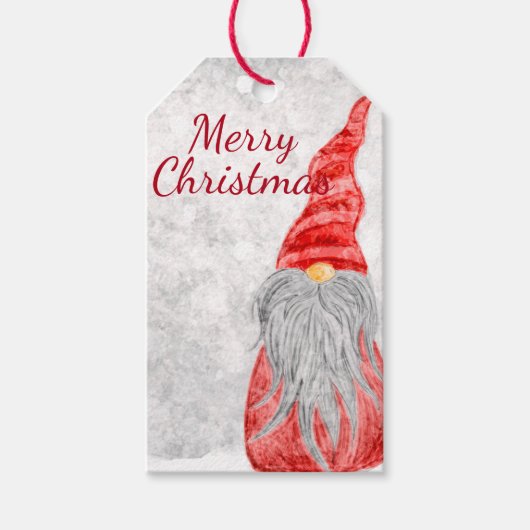 Santa Claus Gnome op Snowy Field Cadeaulabel (Voorkant)