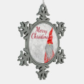 Santa Claus Gnome op Snowy Field Tin Sneeuwvlok Ornament (Links)