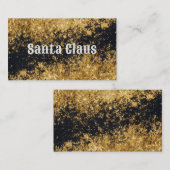 Santa Claus Gold Black Glitter Visitekaartje (Voorkant / Achterkant)