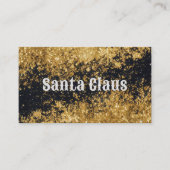 Santa Claus Gold Black Glitter Visitekaartje (Voorkant)