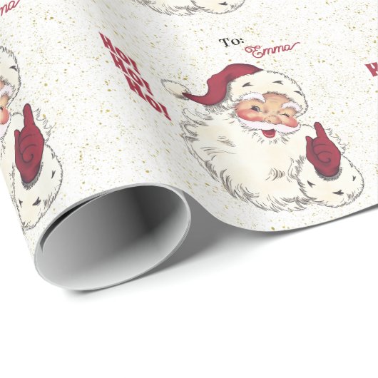 Santa Claus Gold Glitter - kerstmis op maat Cadeaupapier (Rol Hoek)