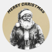  Santa Claus Gold Ronde Sticker (Voorkant)
