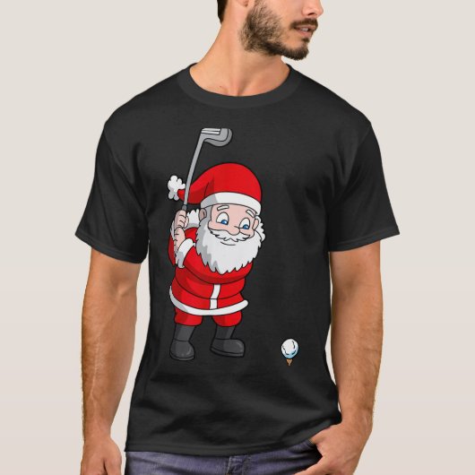 Santa Claus Golf Christmas Golfer Golfing T-shirt (Voorkant)