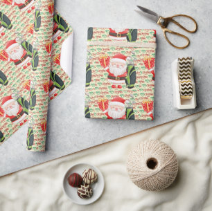 Santa Claus golf met kerstcadeau voor Golfer Cadeaupapier