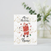 Santa Claus golf met kerstcadeau voor Golfer Kaart (Staand voorkant)