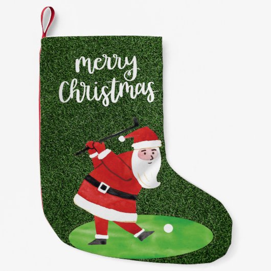 Santa Claus golf op kerstfeestdag Kleine Kerstsok (Voorkant)