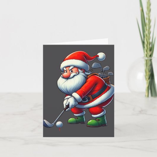 Santa Claus Golf Speler Kerstmis Xmas Sport Kaart (Voorkant)