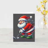 Santa Claus Golf Speler Kerstmis Xmas Sport Kaart (Gele Bloem)