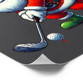 Santa Claus Golf Speler Kerstmis Xmas Sport Poster (Hoek)