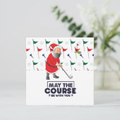 Santa Claus Golfer in de kerst van mei de cursus Feestdagenkaart (Staand voorkant)