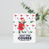 Santa Claus Golfer in Kerstmis H. Feestdagenkaart (Staand voorkant)