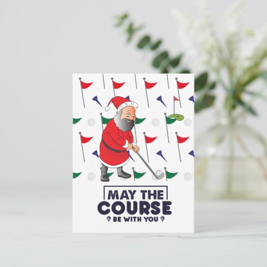 Santa Claus Golfer in Kerstmis H. Feestdagenkaart (Staand voorkant)