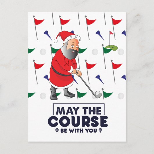 Santa Claus Golfer in Kerstmis H. Feestdagenkaart (Voorkant)