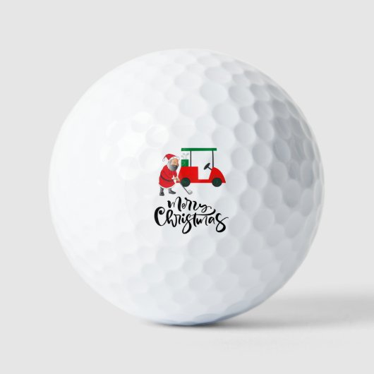 Santa Claus golfer Merry Kerstmis op karretje Golfballen (Voorkant)