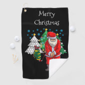 Santa Claus golfer met kerstboom voor Golfer Golfhanddoek (Insitu)
