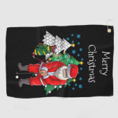 Santa Claus golfer met kerstboom voor Golfer Golfhanddoek (Horizontaal)