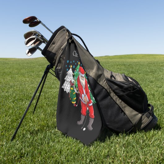 Santa Claus golfer met kerstboom voor Golfer Golfhanddoek (Groen)