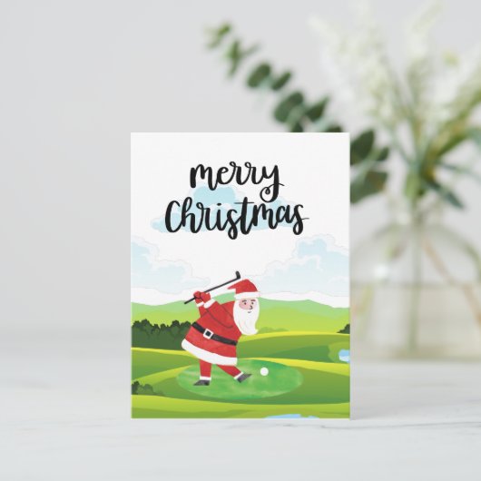 Santa Claus golft op kerstfeestdag Briefkaart (Staand voorkant)