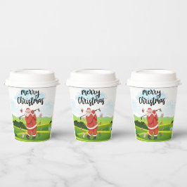 Santa Claus golft op kerstfeestdag Papieren Bekers