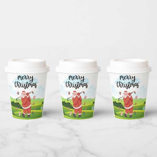 Santa Claus golft op kerstfeestdag Papieren Bekers (Multi)