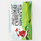 Santa Claus golft op kerstfeestdag Spandoek (Verticaal)