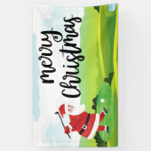Santa Claus golft op kerstfeestdag Spandoek (Verticaal)