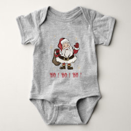 Santa Claus Gray Baby Bodysuit