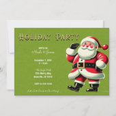 Santa Claus Green Christmas Holiday Party Kaart (Voorkant)